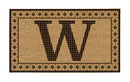Monogram Flocked Coir  Vintage Tile Mat, Letter W,2rmc1296mw