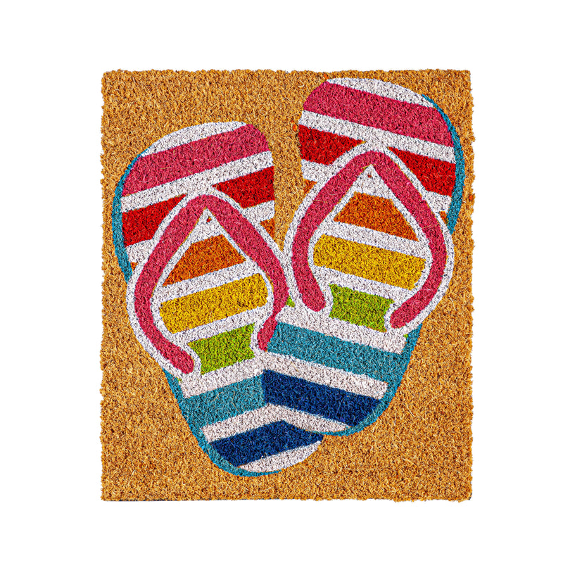 Seasonal Interchangeable Coir Mat Panel, Set of 4: Flowers/Flipflops/Leaves/Snowman,2rmi1246