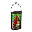 Hand Painted Solar Glass Lantern, Cardinal and Blue Bird,2sp5976