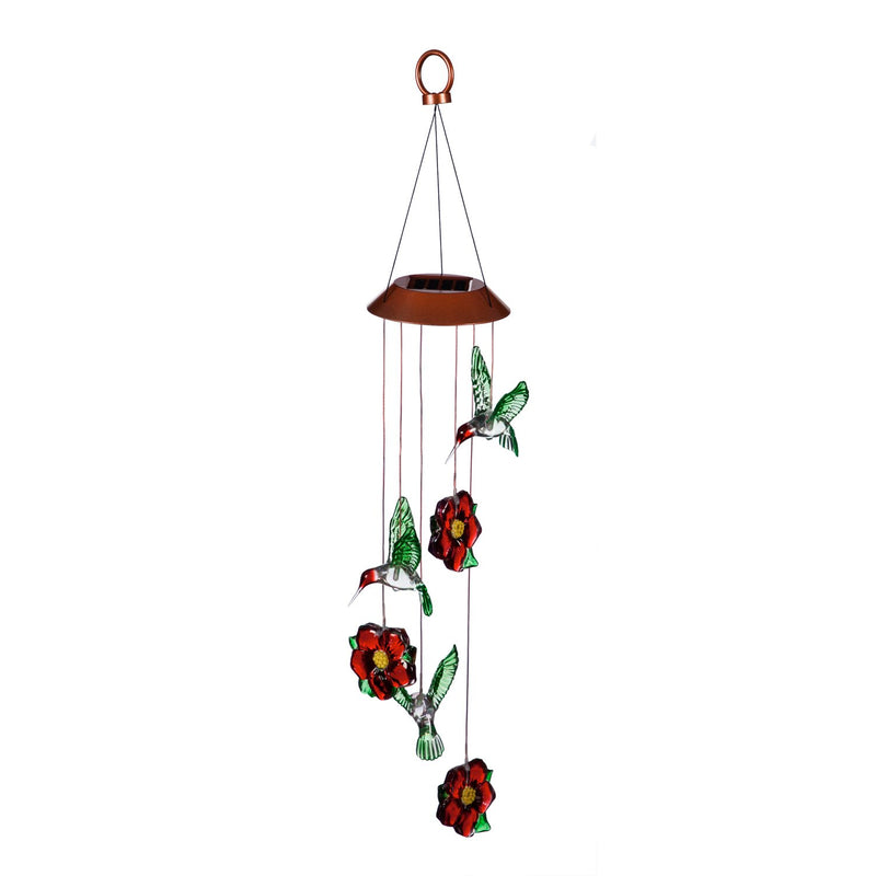 Color Changing Solar Mobile, Hummingbird and Red Flower Mixed Icon,2sp6161