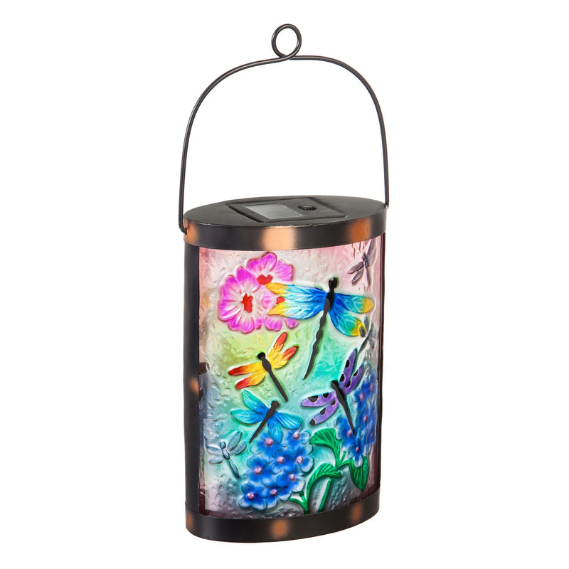 Handpainted Solar Glass Lantern, Dragonfly Prints,2sp6241