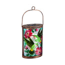 Handpainted Solar Glass Lantern, Hummingbird duo,2sp6242