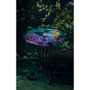 18" Solar Hand Painted Embossed Glass Bird Bath with Stand, Floral Hummingbird,2sp6285
