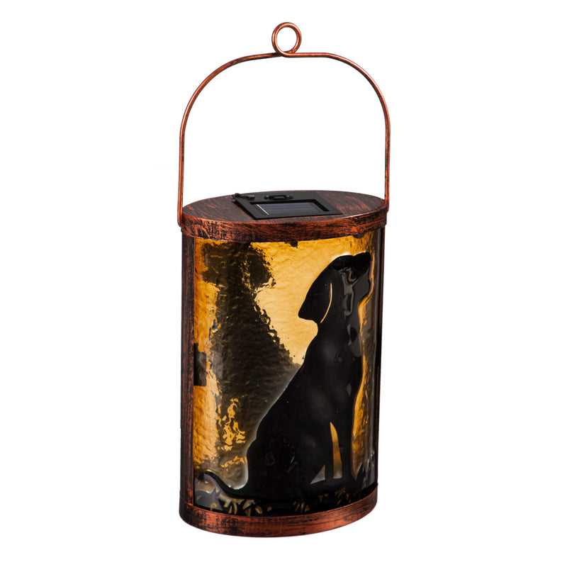 Handpainted Solar Glass Lantern, Dog,2sp7052ecm