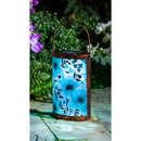 Handpainted Solar Glass Lantern, Blue Oasis Florals,5.91"x3.74"x9.45"inches