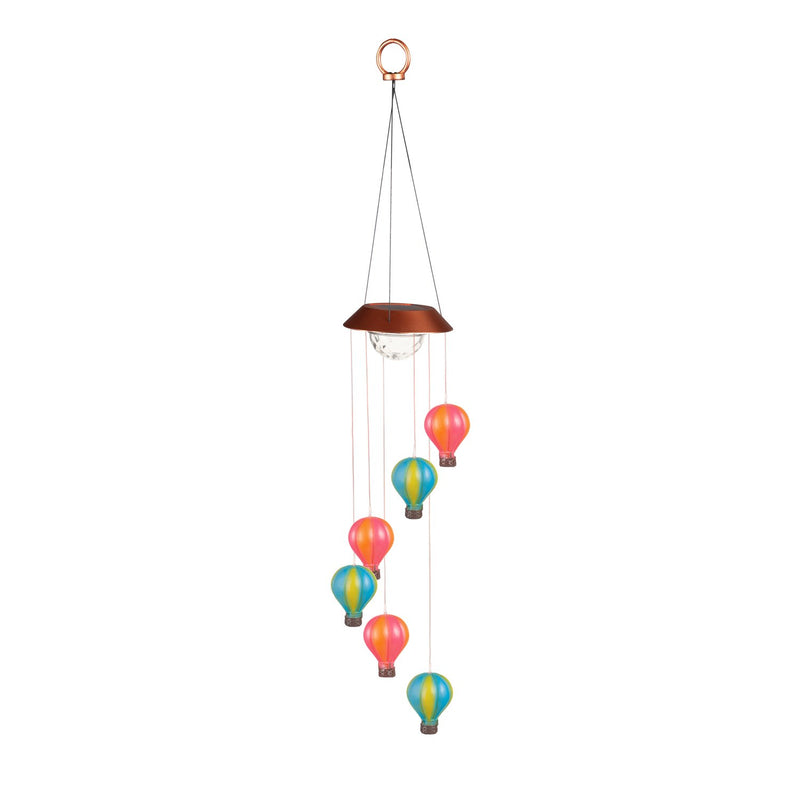 Color Changing Solar Mobile with Spinning Light Refractor, Hot Air Balloon,7.09"x7.09"x29.53"inches