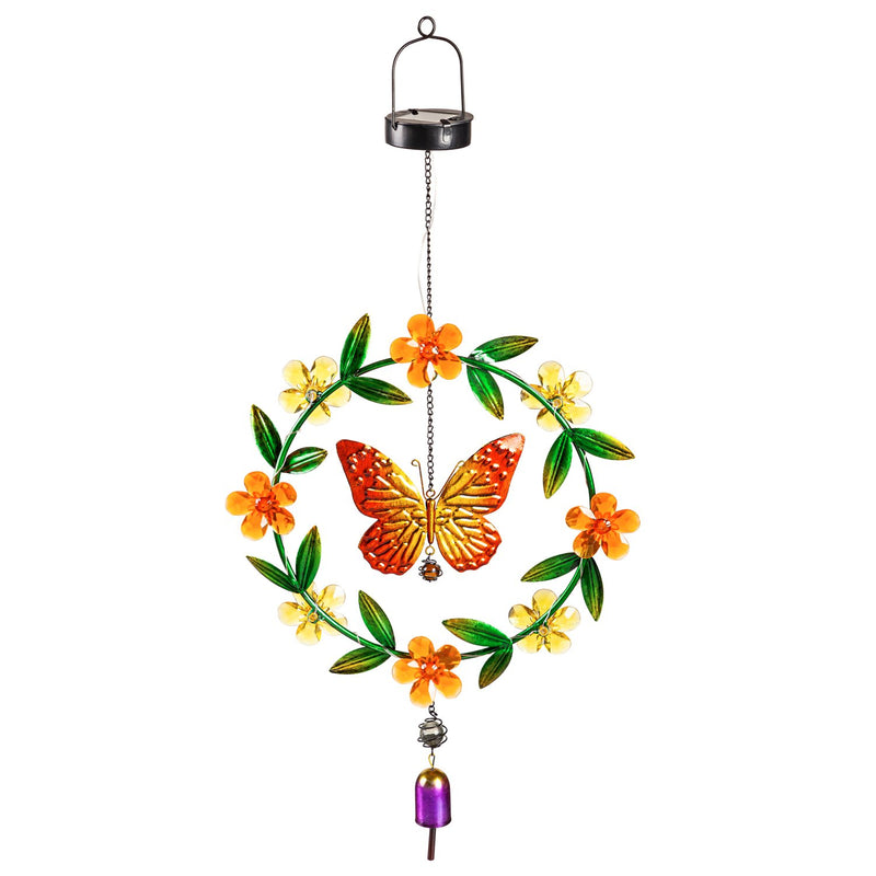 Solar Double Sided Hanging Décor, Butterfly with Florals,2sp7239