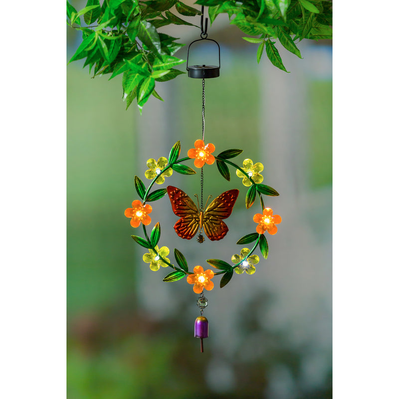 Solar Double Sided Hanging Décor, Butterfly with Florals,2sp7239