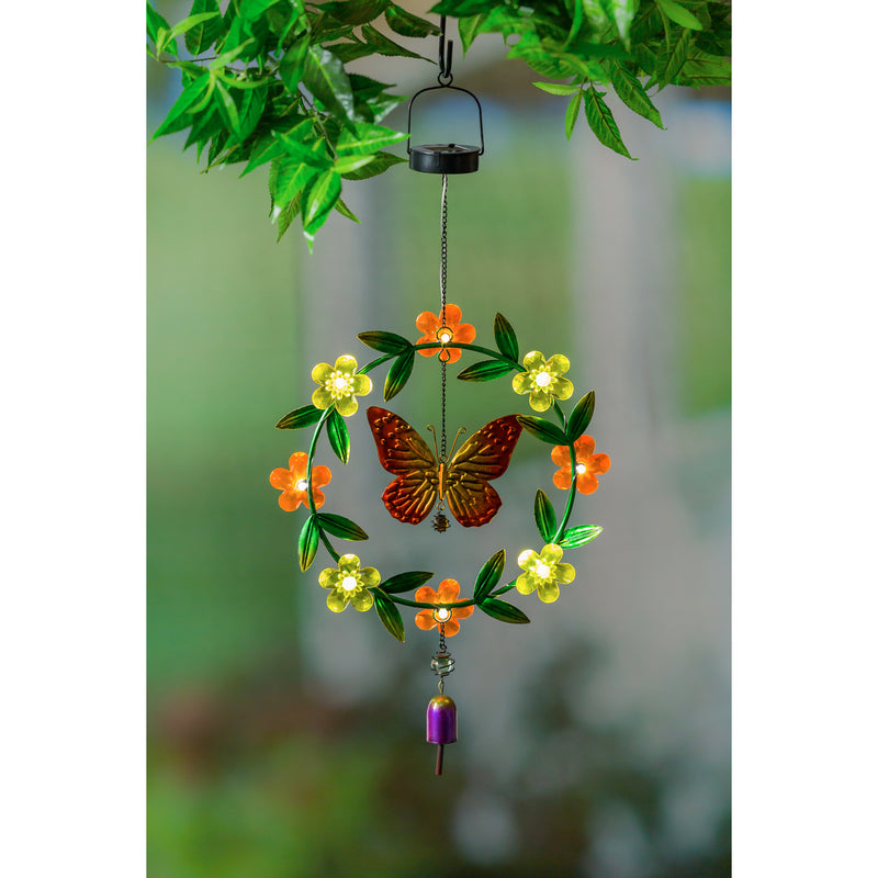 Solar Double Sided Hanging Décor, Butterfly with Florals,2sp7239