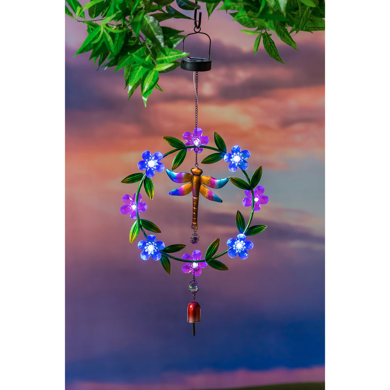 Solar Double Sided Hanging Décor, Dragonfly with Florals,2sp7240