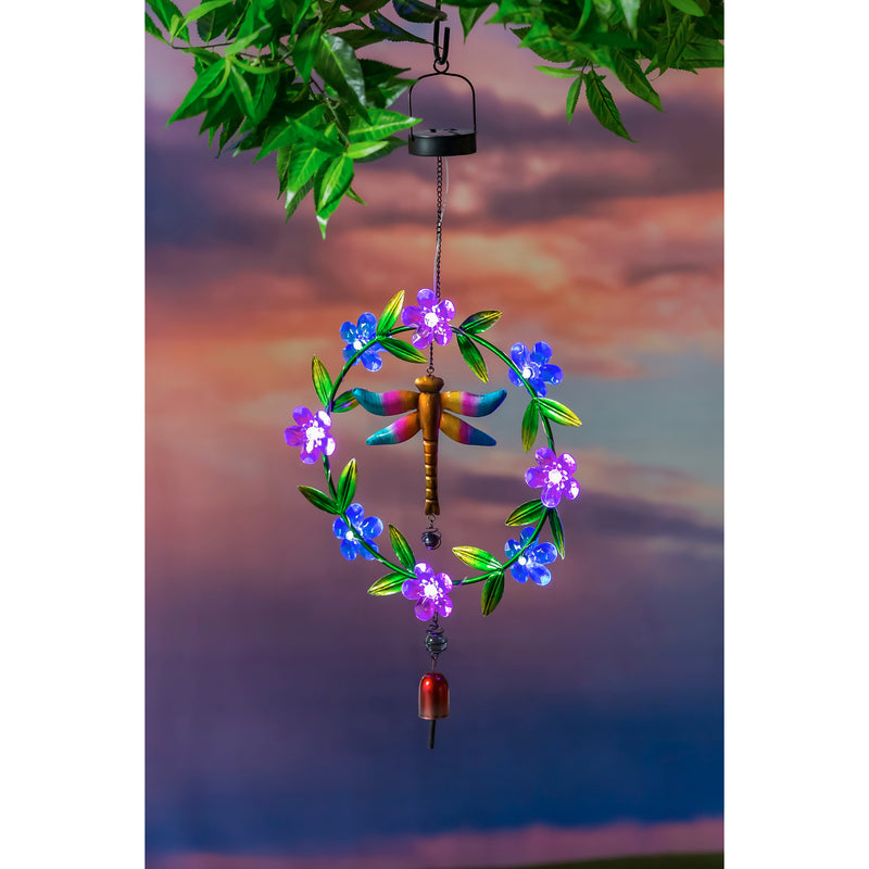 Solar Double Sided Hanging Décor, Dragonfly with Florals,2sp7240