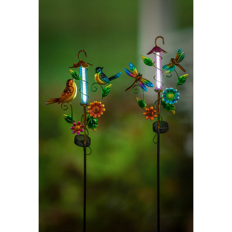 36"H Solar Drip Light Garden Stake with Vine and Flowers,  2 Asst,2sp7247