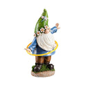Chasing Lights Solar Hula Hoop Garden Gnome Statuary w/Dragonfly, 9.45"x5.51"x14.37"inches