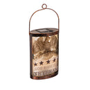 Solar Hand Painted Glass Lantern, God Bless Our Veterans,2sp8583