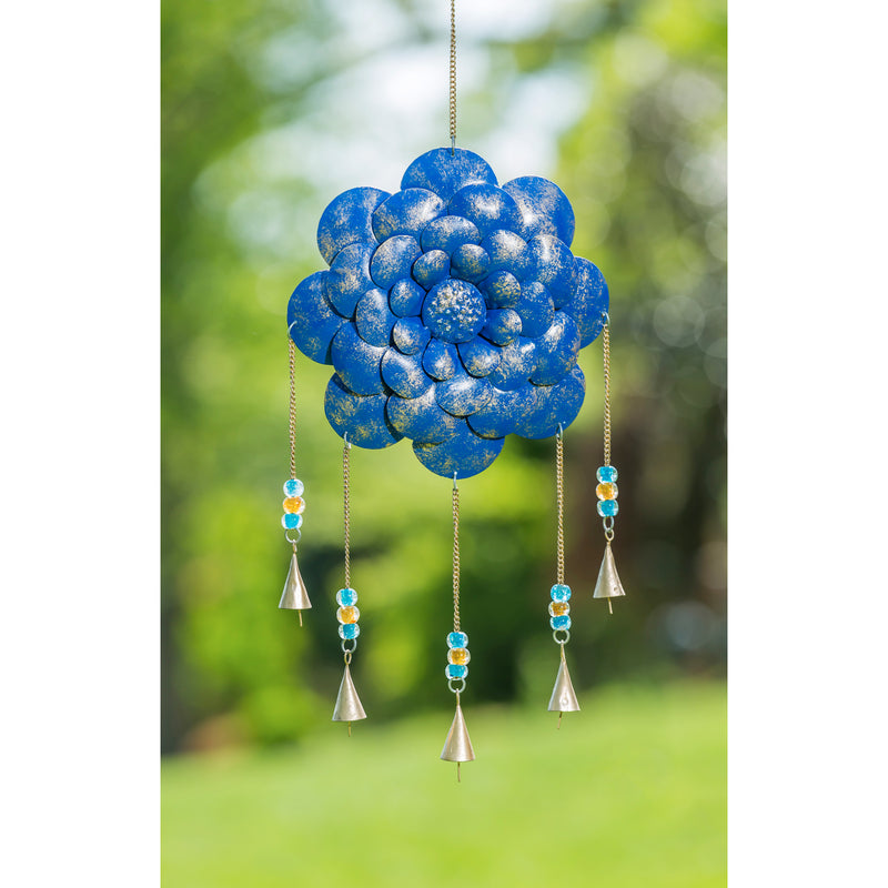 Artisan Dimensional Floral Wind Chime, 2 ASST, Indigo and Blue,2wc1918