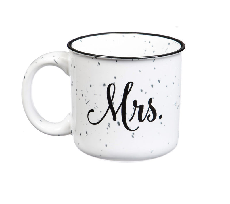 Ceramic Cup w/ Enamel Paint Finish, 2 Asst., 14 OZ., Mr. & Mrs.,3amh013a