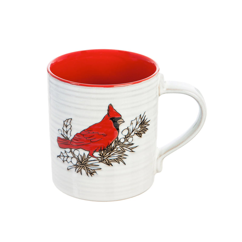 Ceramic Cup, 16 OZ, Perching Cardinal, 4 Asst,3amh081