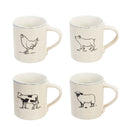 Ceramic Cup, 16 OZ with  bow, Farmhouse, 4 Asst,3amh082