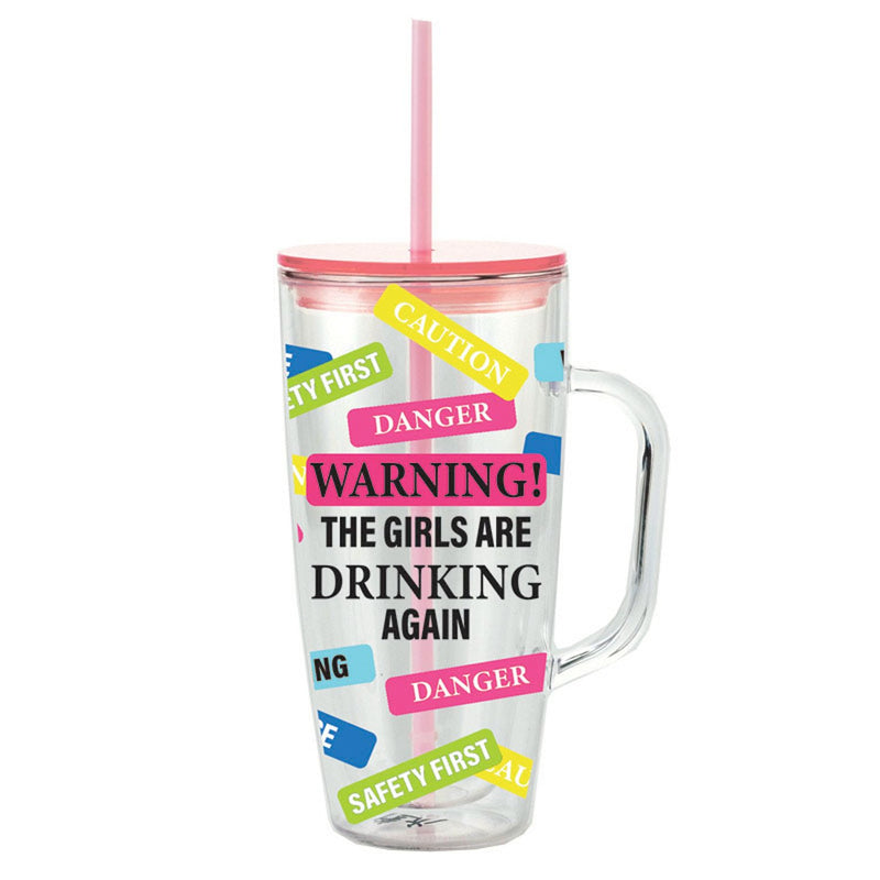 24 OZ Double Wall Tumbler with Straw, The Girls Are Drinking,3ath003