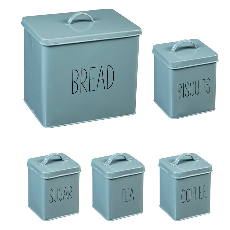 5 Piece Kitchen Canisters Set, Teal,3can002