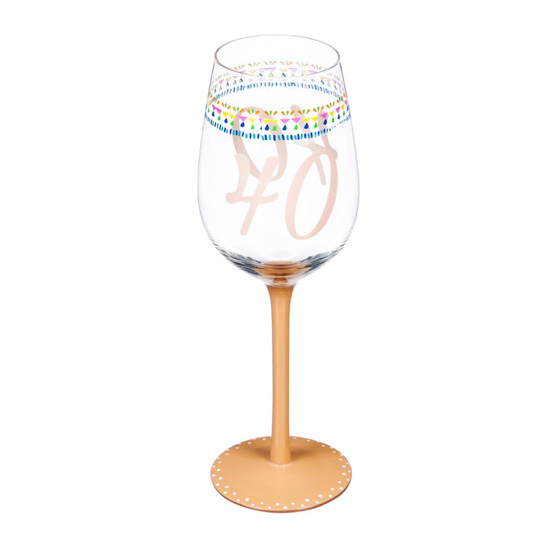 Color Changing Wine Glass, 12 OZ, Birthday Confetti 40th,3ccwg7369c