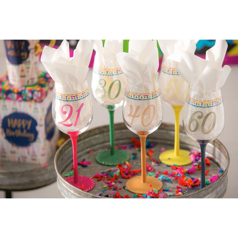 Color Changing Wine Glass, 12 OZ, Birthday Confetti 60th,3ccwg7369e