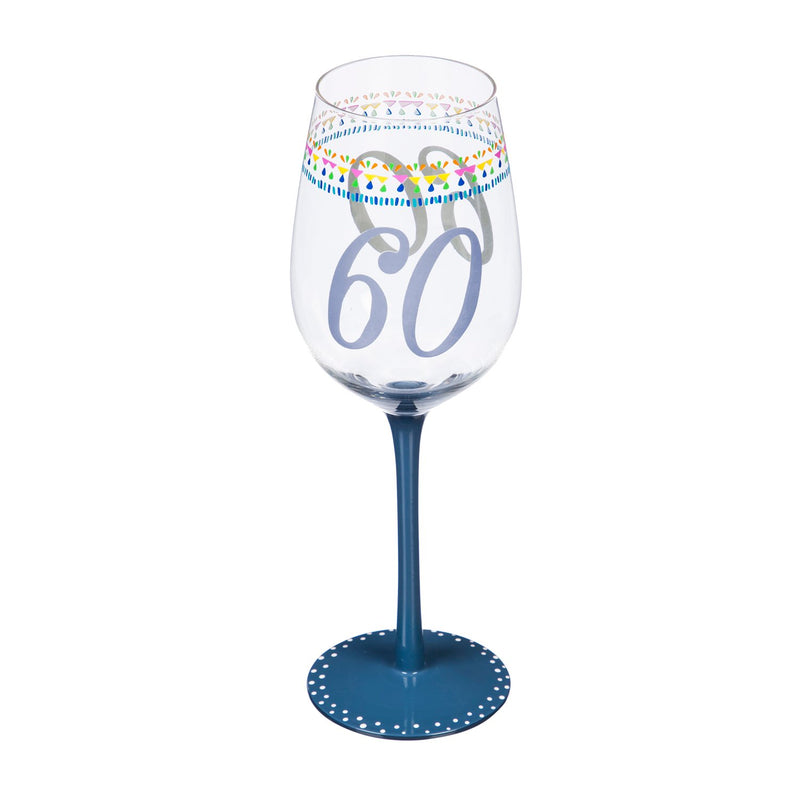 Color Changing Wine Glass, 12 OZ, Birthday Confetti 60th,3ccwg7369e