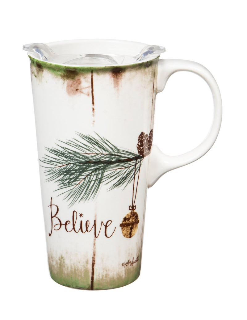 Ceramic Travel Cup, 17 OZ., w/box and Tritan Lid, Believe,3ctc006630