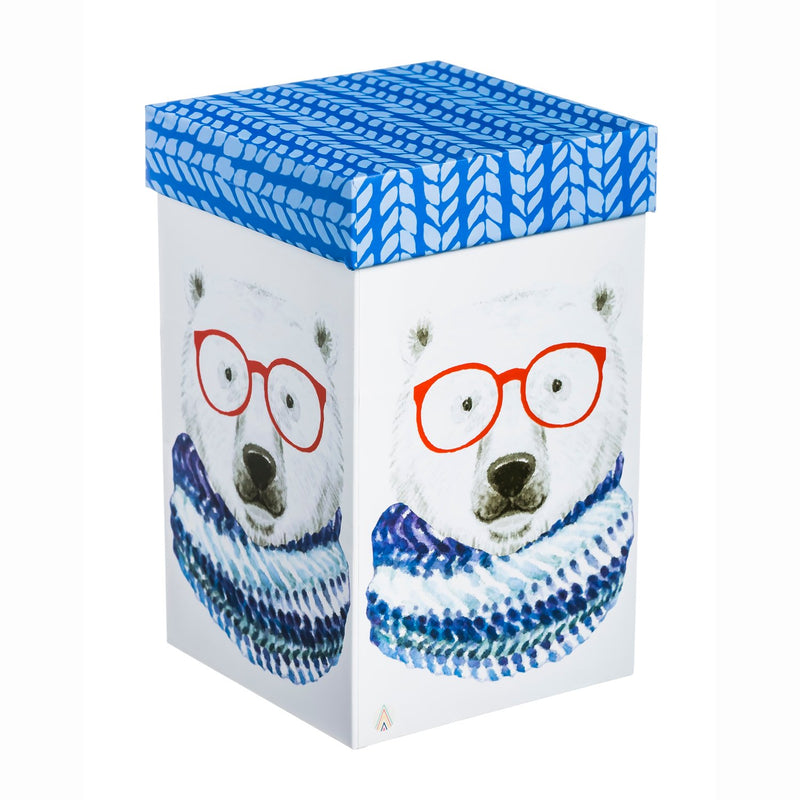 Ceramic Travel Cup, 17 OZ. ,w/box and Tritan Lid, Polar Bear in Knitted Scarf,3ctc007318