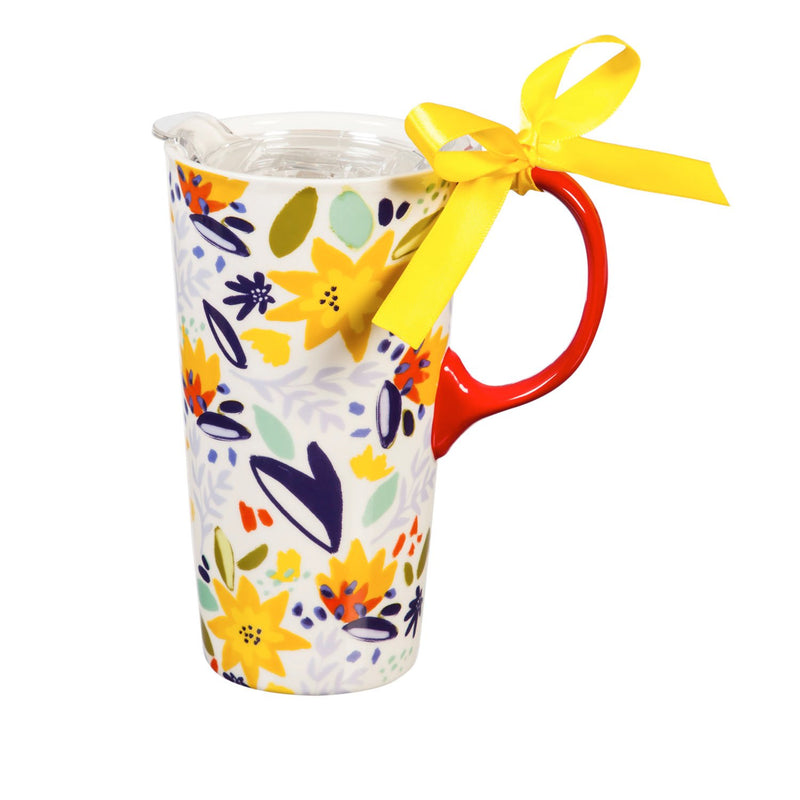 Ceramic Travel Cup with Tritan Lid and Gift Ribbon, 17 OZ, No One Fights Alone,3ctc007571