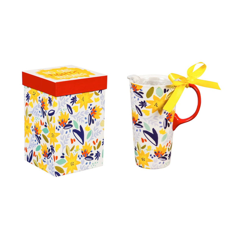 Ceramic Travel Cup with Tritan Lid and Gift Ribbon, 17 OZ, No One Fights Alone,3ctc007571