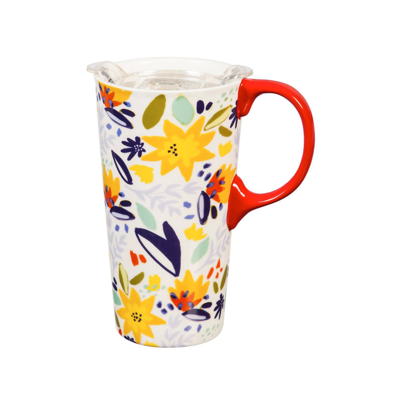 Ceramic Travel Cup with Tritan Lid and Gift Ribbon, 17 OZ, No One Fights Alone,3ctc007571