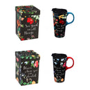 Ceramic Travel Cup, 17 OZ. ,w/box, Oh Happy Day Bloom, 2 Asst,3ctc017491
