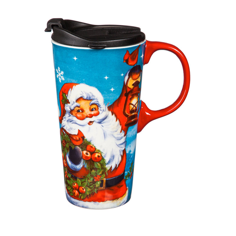 Ceramic Travel Cup, 17 OZ. ,w/box, Santa Clause is coming to town,3ctc017899