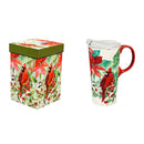 Ceramic Travel Cup, 17 OZ. ,w/box, Cardinal and Poinsettia,3ctc047760