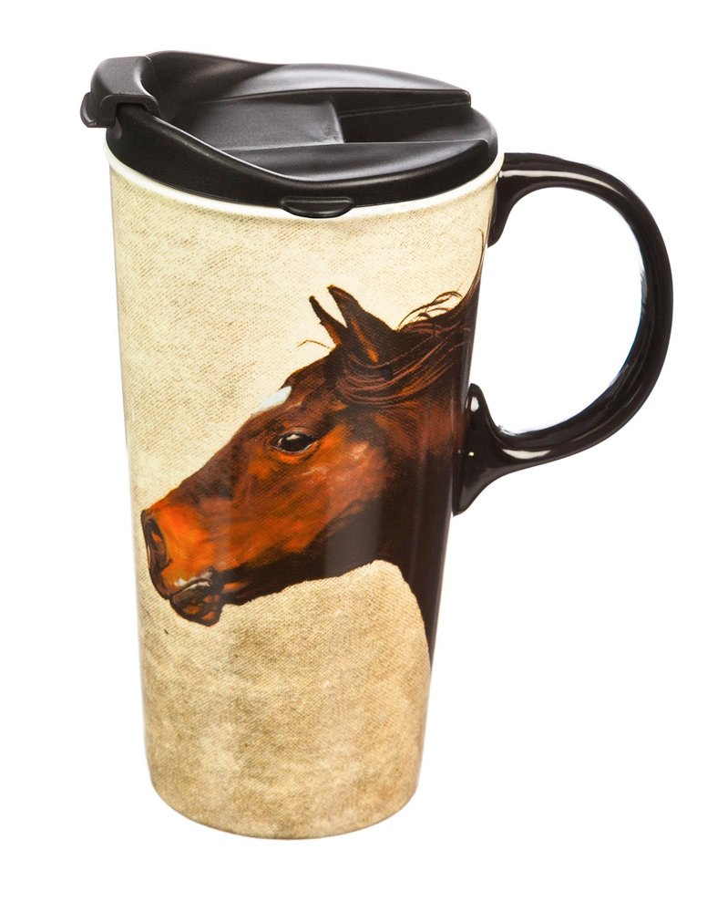 Horse on the Run Ceramic Coffee Cup, 17 oz.,3ctc5207