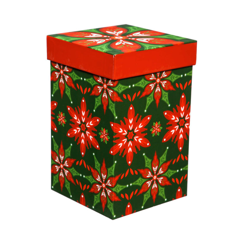 Ceramic Travel Cup, 17 OZ. ,w/box and Tritan Lid, Poinsettia Pattern,3ctc94t7740b