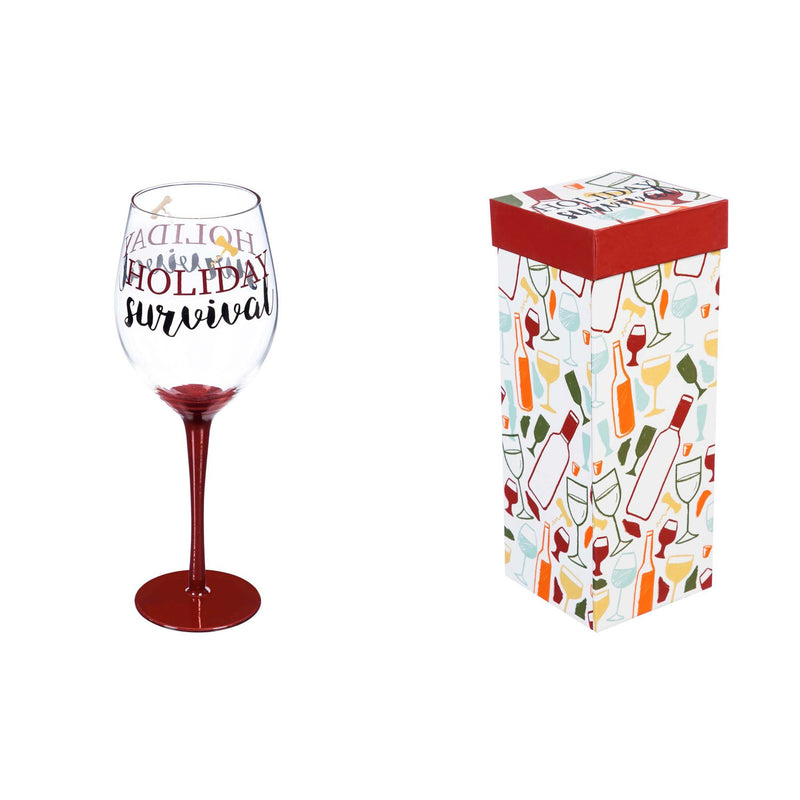 Wine Glass w/ Box, 12 oz., Holiday Survival,3cwg187