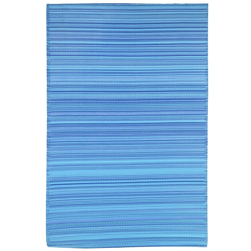 ReversibleWeather-resistant Rug 4'x6' Blue Stripe,3dm010a