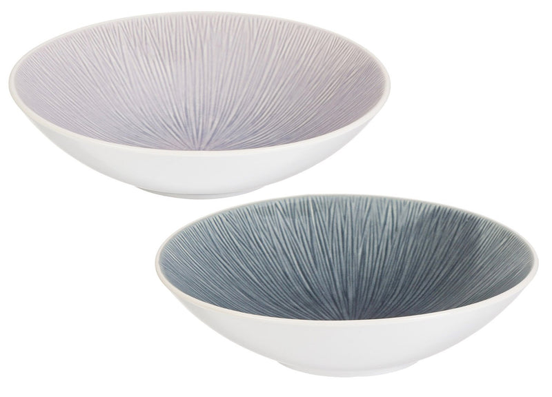 Cypress Ceramic Debossed Bowl, 32 OZ, Serenity Collection, 2 Asst., 9.7'' x 9.7'' x 2.3'' inches