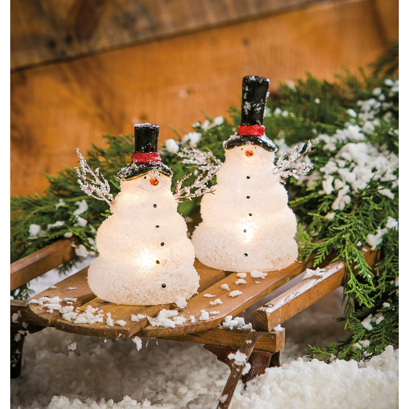 LED Frosted Glass Snowman, 2 ASST,3led029