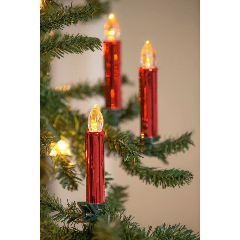 10 count LED Taper Candle Tree Clip with remote, Red,3led211