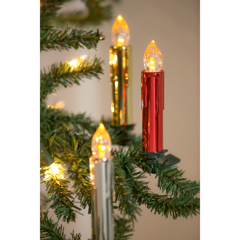 10 count LED Taper Candle Tree Clip with remote, Red,3led211