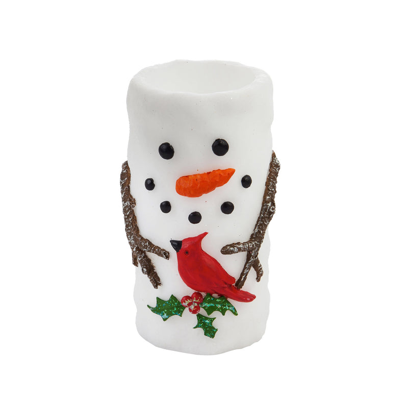 LED Wax Pillar Candle, Snowman and Friend,3led231