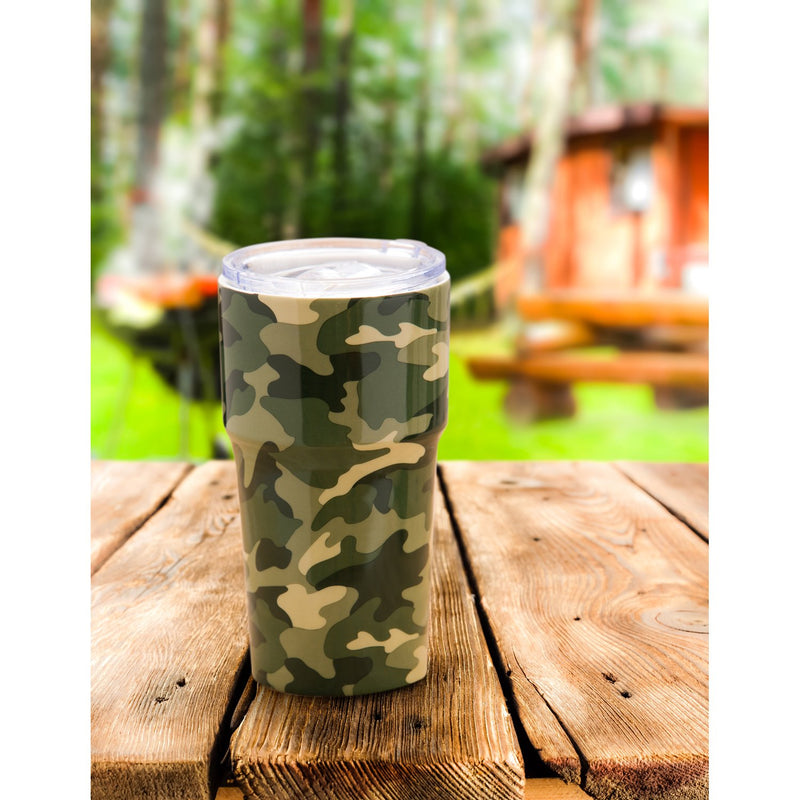 Double Wall Ceramic Companion Cup with Tritan Lid, 13 OZ, Camouflage,3ltc99003