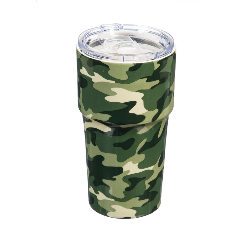 Double Wall Ceramic Companion Cup with Tritan Lid, 13 OZ, Camouflage,3ltc99003