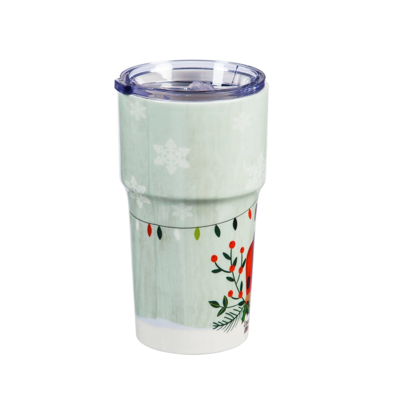 Double Wall Ceramic Companion Cup with Tritan Lid, 13 OZ, Cozy Christmas Trip,3ltc997740c