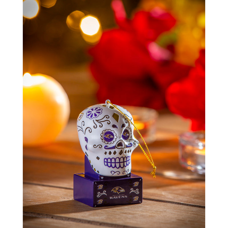 Baltimore Ravens, Sugar Skull Orn,3ot3802sk