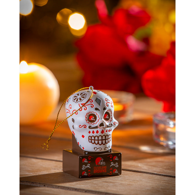 Cleveland Browns, Sugar Skull Orn,3ot3807sk