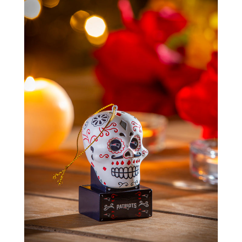 New England Patriots, Sugar Skull Orn,3ot3818sk